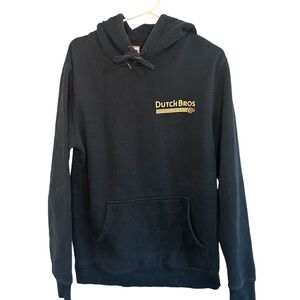 Dutch Bros Unisex Hoodie SMALL Navy w/Tan THE DUTCH CREED Thick + Runs …
